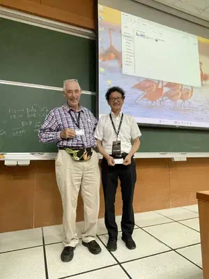 講演後、米国スタンフォードのMichael Saunders 教授と曽我部先生との写真